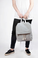 Marazion blue canvas cotton stripes backpack
