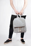 Marazion blue canvas cotton stripes backpack
