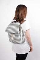 Marazion blue canvas cotton stripes backpack