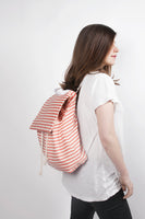 Marazion red canvas cotton stripes backpack