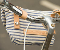 Handlebar bag stripes cotton leather bike cycling shoulder bag 
