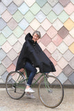 rain cycling cape poncho waterproof bike london urban oilcloth wax waxed cotton reflective be seen cycling lights rainproof oilcloth